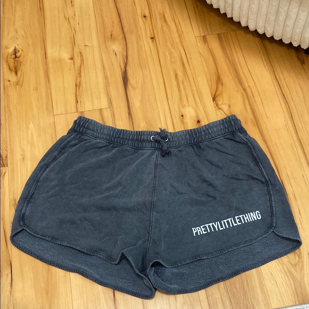 PrettyLittleThing charcoal grey high waisted runner shorts -XL